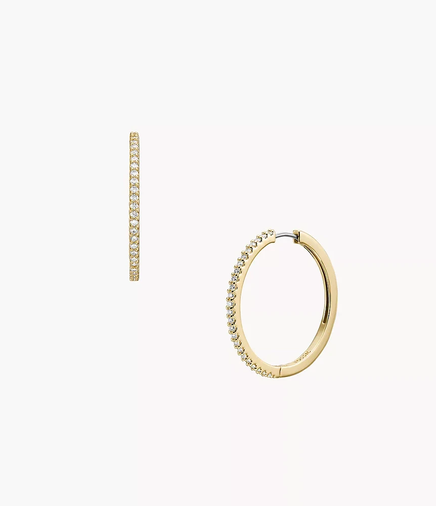 Ellis Pavé Glitz Gold-Tone Brass Hoop Earrings