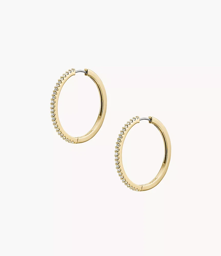 Ellis Pavé Glitz Gold-Tone Brass Hoop Earrings