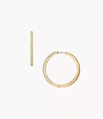 Ellis Pavé Glitz Gold-Tone Brass Hoop Earrings