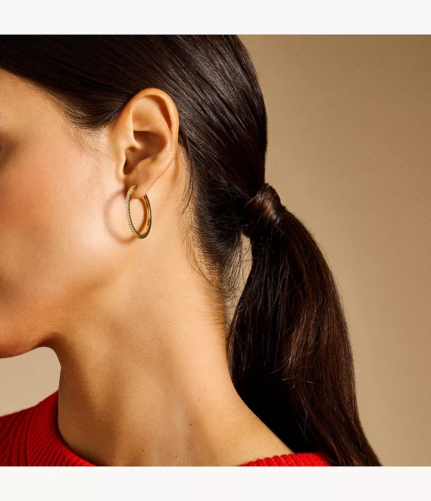 Ellis Pavé Glitz Gold-Tone Brass Hoop Earrings