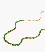 Heritage D-Link Glitz Gold-Tone Stainless Steel Chain Tennis Necklace