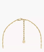 Heritage D-Link Glitz Gold-Tone Stainless Steel Chain Tennis Necklace