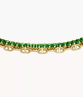 Heritage D-Link Glitz Gold-Tone Brass Chain Tennis Bracelet