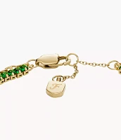 Heritage D-Link Glitz Gold-Tone Brass Chain Tennis Bracelet