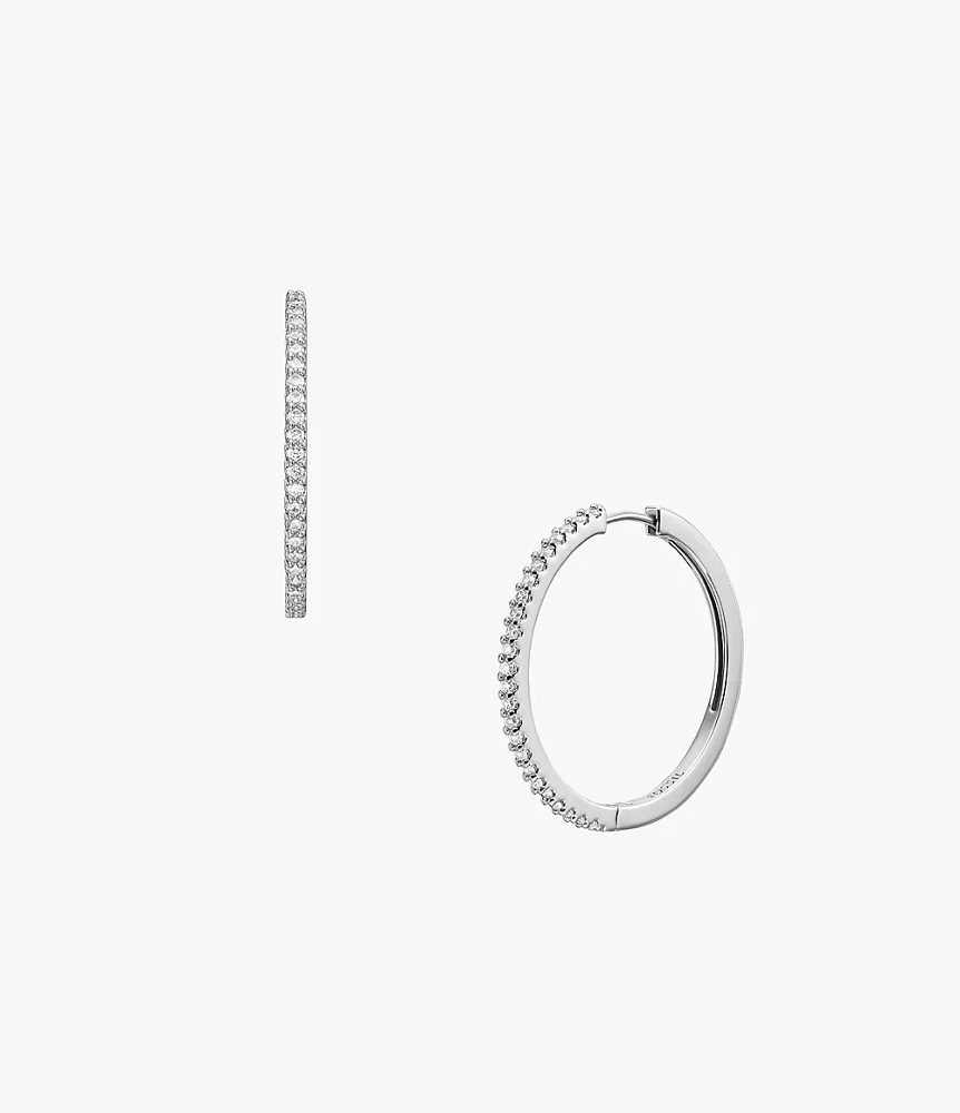 Ellis Pavé Glitz Silver-Tone Brass Hoop Earrings