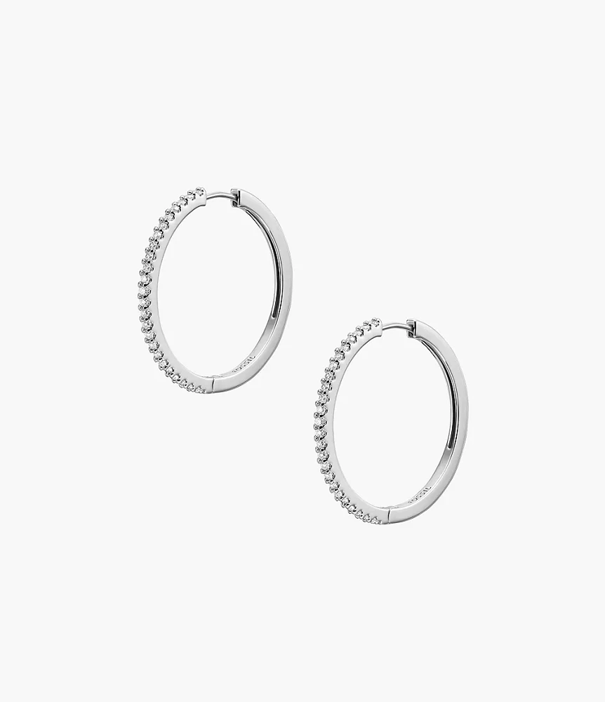 Ellis Pavé Glitz Silver-Tone Brass Hoop Earrings