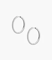 Ellis Pavé Glitz Silver-Tone Brass Hoop Earrings