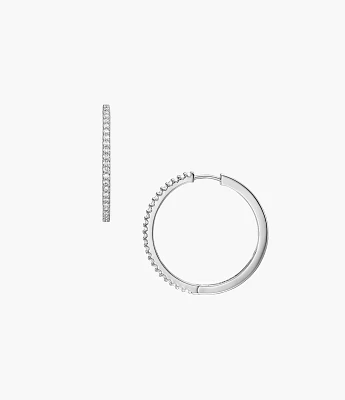 Ellis Pavé Glitz Silver-Tone Brass Hoop Earrings