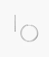 Ellis Pavé Glitz Silver-Tone Brass Hoop Earrings