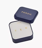 All Stacked Up Gold-Tone Brass Butterfly Earring Set