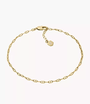 Heritage D-Link Gold-Tone Brass Chain Anklet