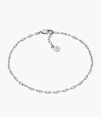Heritage D-Link Silver-Tone Brass Chain Anklet