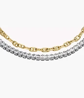 Heritage D-Link Glitz Two-Tone Stainless Steel Tennis Bracelet