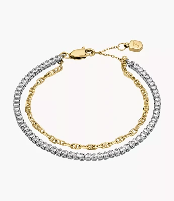 Heritage D-Link Glitz Two-Tone Stainless Steel Tennis Bracelet