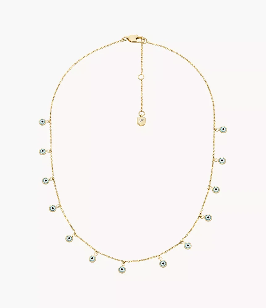 Sutton Evil Eye Brass Chain Necklace