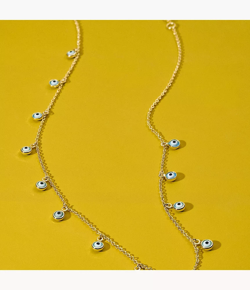 Sutton Evil Eye Brass Chain Necklace