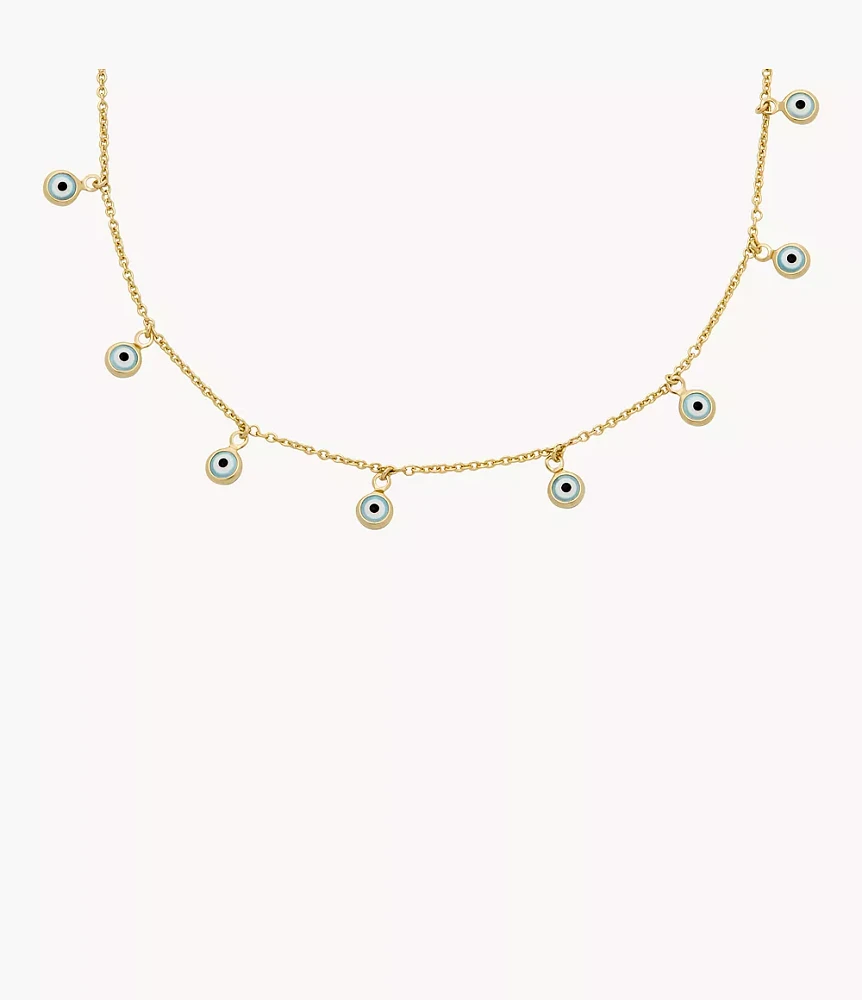 Sutton Evil Eye Brass Chain Necklace