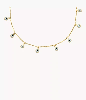 Sutton Evil Eye Brass Chain Necklace
