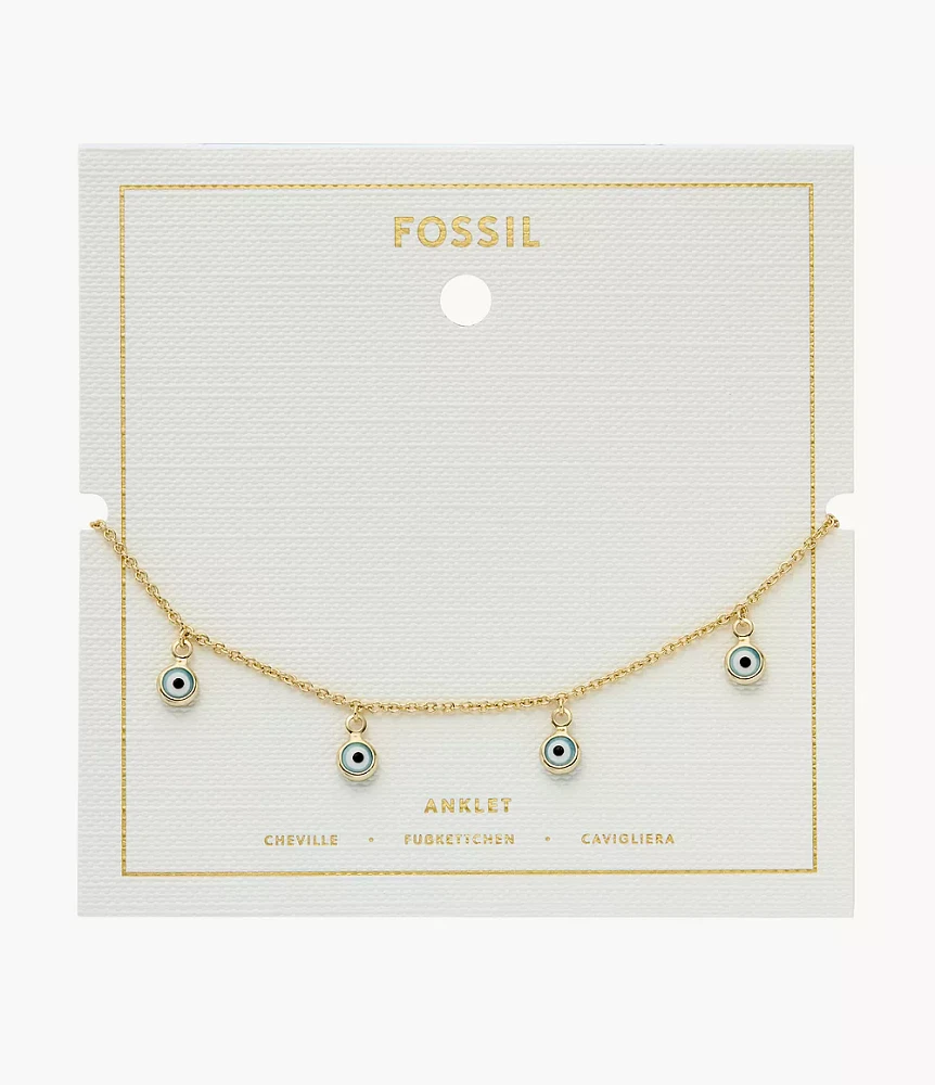 Sutton Evil Eye Brass Chain Anklet
