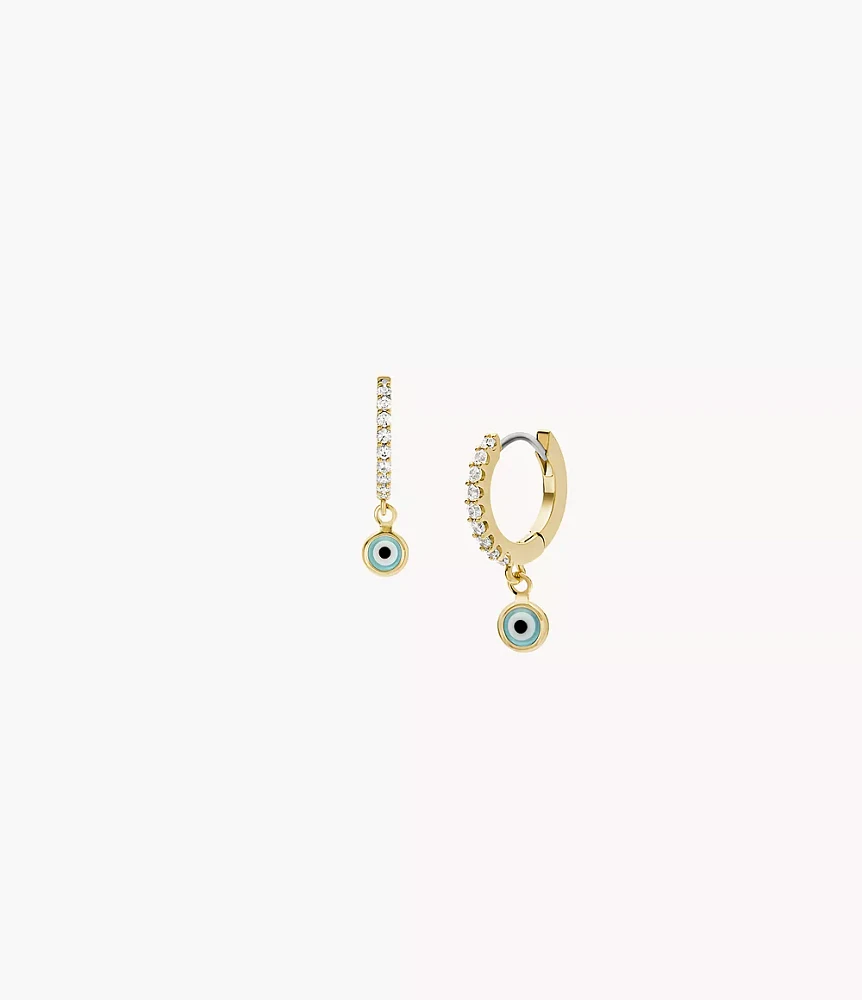 Sutton Evil Eye Brass Hoop Earrings