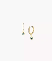 Sutton Evil Eye Brass Hoop Earrings
