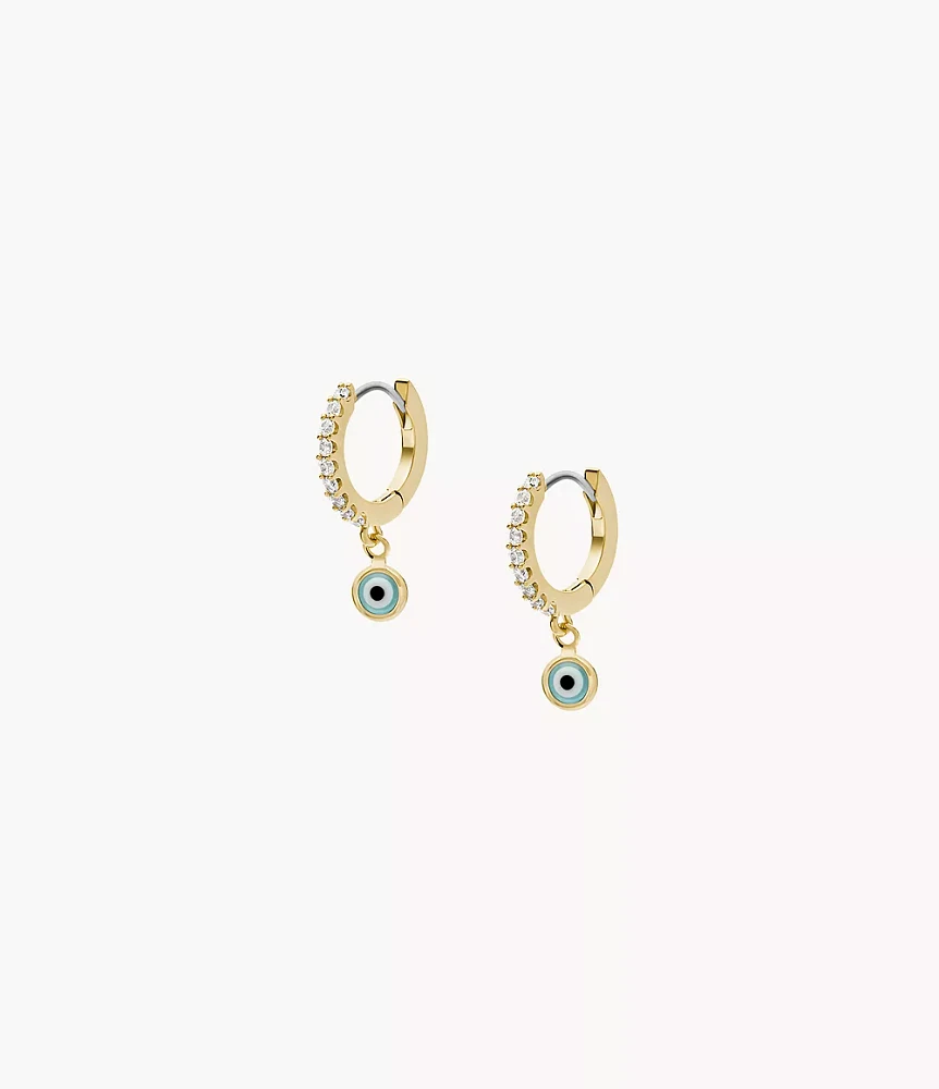 Sutton Evil Eye Brass Hoop Earrings
