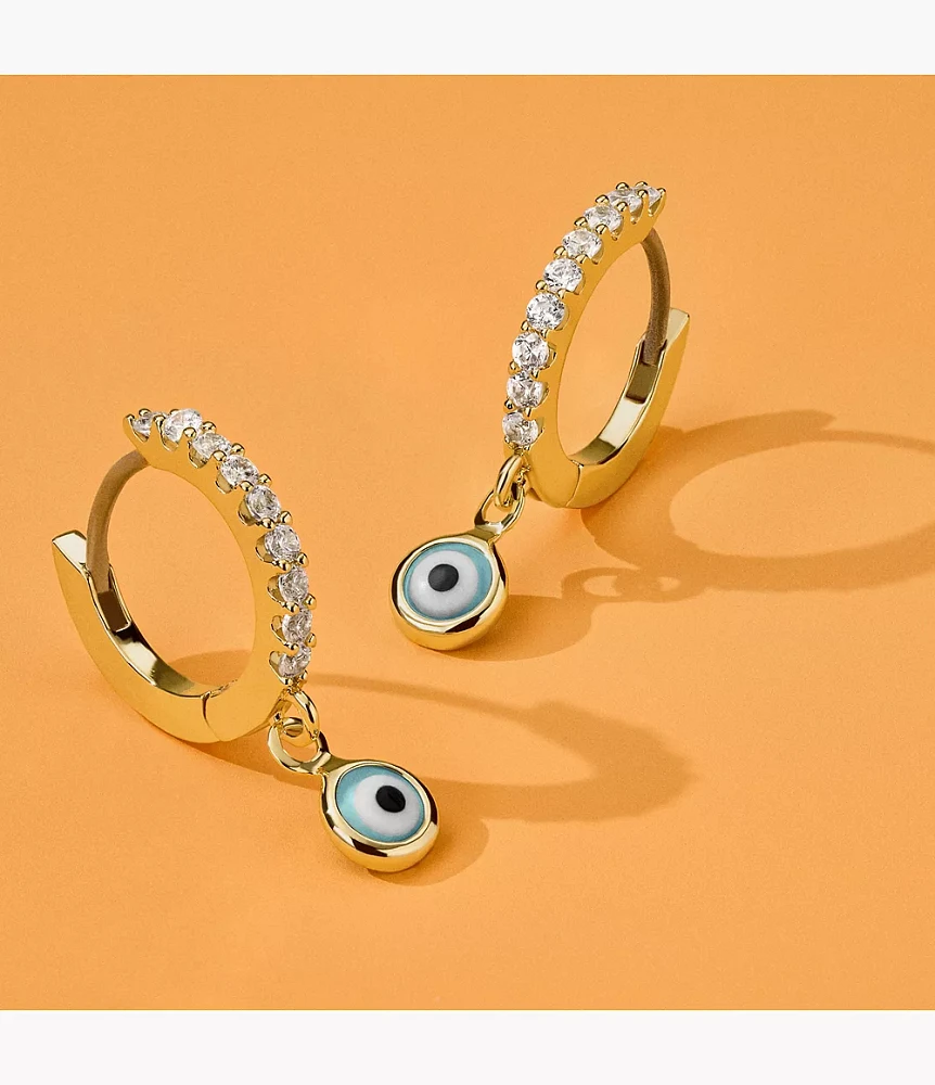 Sutton Evil Eye Brass Hoop Earrings