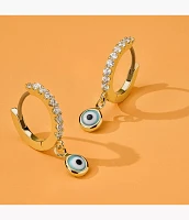 Sutton Evil Eye Brass Hoop Earrings