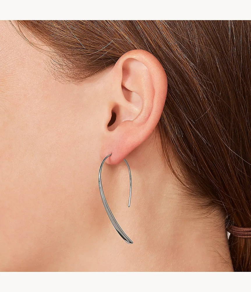 Stainless Steel Bevel Hoop Earrings