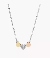 Heart Tri-Tone Steel Necklace