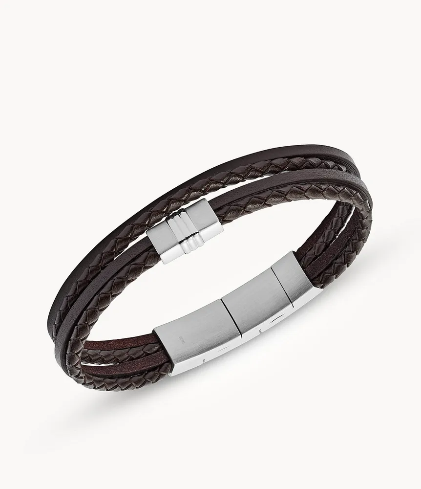 Brown Multi-Strand Braided Leather Bracelet