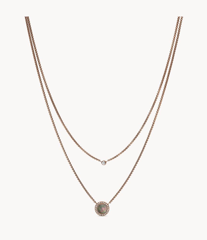 Val Double Gray Mother-of-Pearl Disc Pendant Necklace