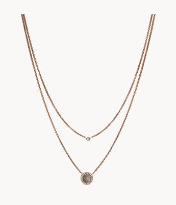 Val Double Gray Mother-of-Pearl Disc Pendant Necklace - JF02953791 - Fossil