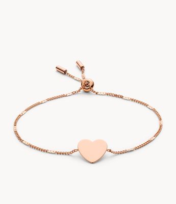 Heart Rose Gold-Tone Steel Bracelet