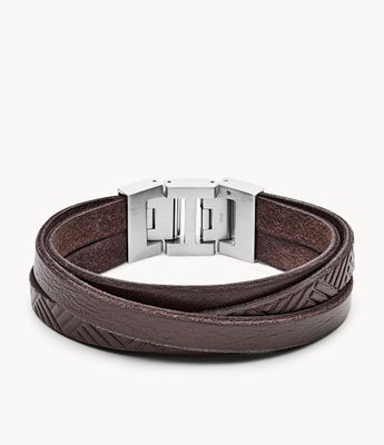 Textured Brown Leather Wrist Wrap - JF02999040 - Fossil