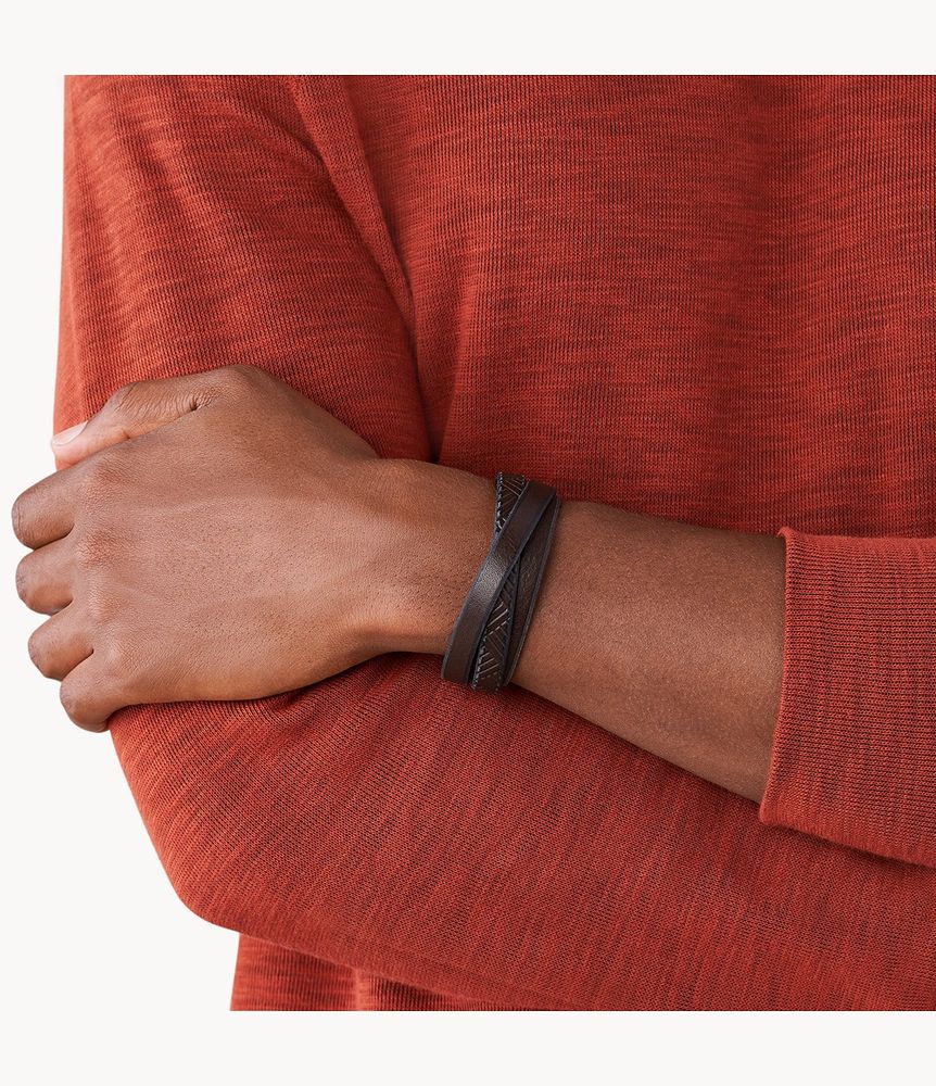 Textured Brown Leather Wrist Wrap