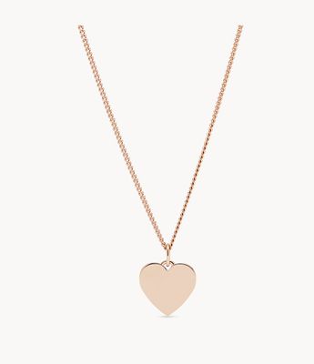 Lane Heart Rose Gold-Tone Stainless Steel Necklace - JF03021791 - Fossil