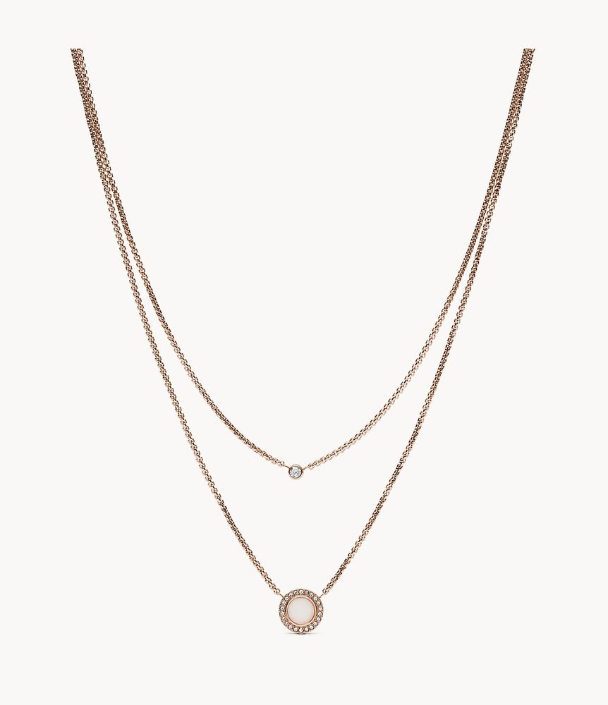 Double Glitz Rose Gold-Tone Steel Necklace