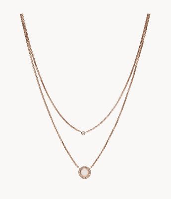 Val Double Glitz Rose Gold-Tone Steel Necklace