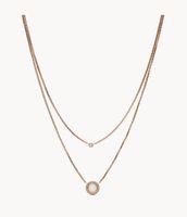 Double Glitz Rose Gold-Tone Steel Necklace