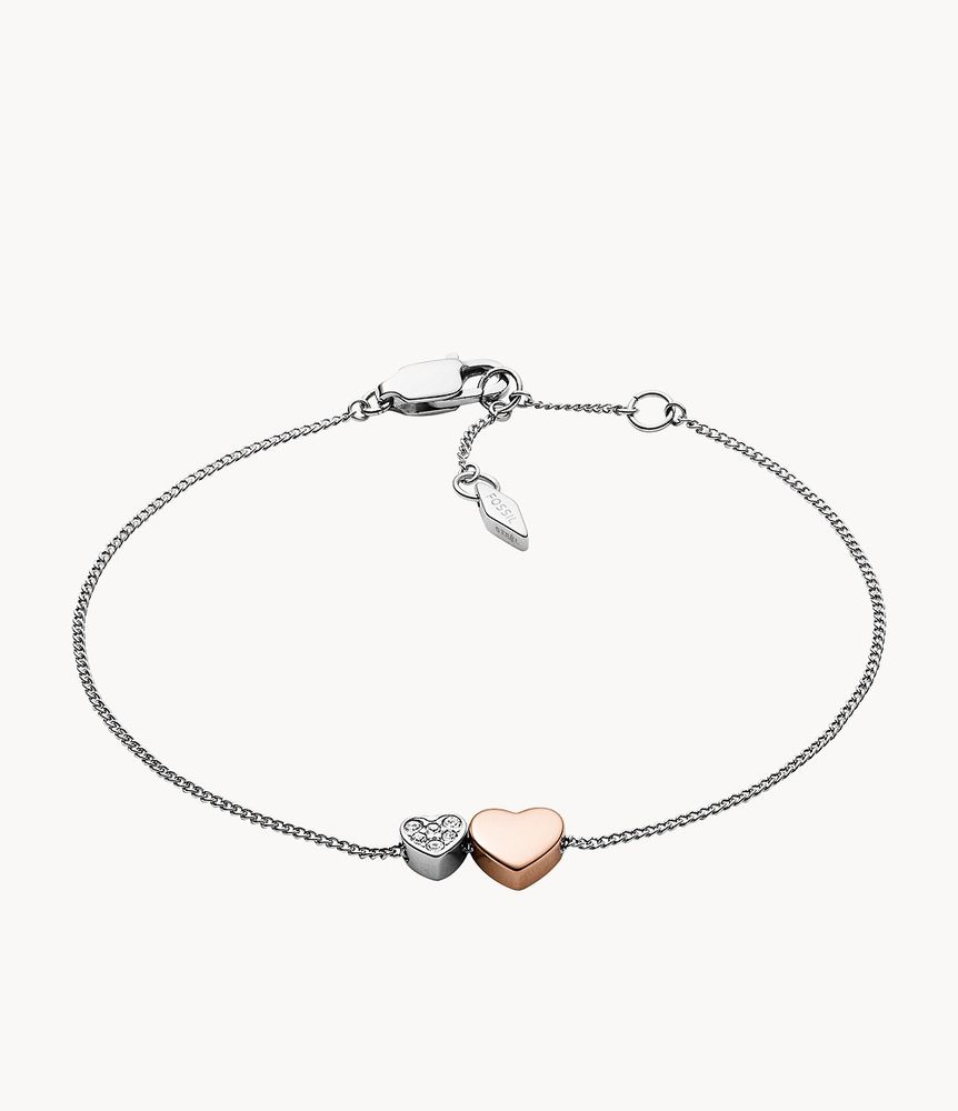 Sutton Duo Hearts Two-Tone Stainless Steel Bracelet - JF03095998 - Fossil