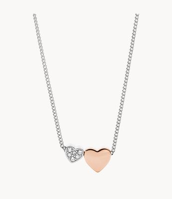 Sutton Duo Hearts Two-Tone Stainless Steel Necklace - JF03097998 - Fossil