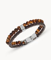 Tiger's Eye and Brown Leather Bracelet