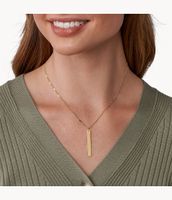 Lane Bar Gold-Tone Stainless Steel Necklace - JF03153710 - Fossil