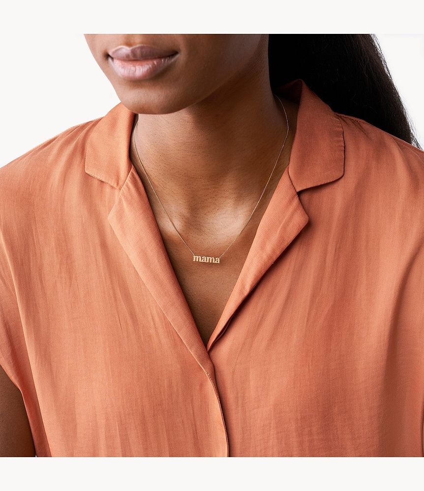 Georgia Mama Rose Gold-Tone Stainless Steel Necklace - JF03156791 - Fossil