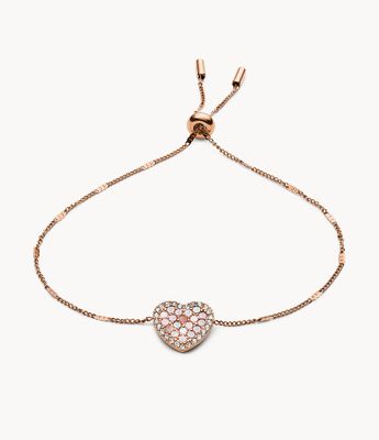 Val Mosaic Heart Rose Gold-Tone Stainless Steel Bracelet - JF03163791 - Fossil