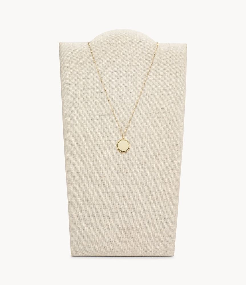Lane Scalloped Disc Gold-Tone Stainless Steel Necklace - JF03167710 - Fossil