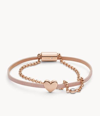 Georgia Duo Heart Rose Gold-Tone Stainless Steel Bracelet - JF03170791 - Fossil