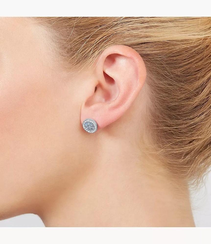 Blue Mosaic Stainless Steel Earrings
