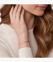 Halo Rose Gold-Tone Station Bracelet